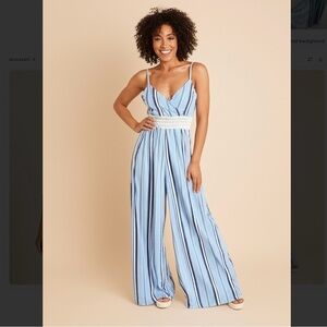 NWT No Boundaries Striped Wide Leg Jumpsuit with Crochet Waist – Size M (7-9)